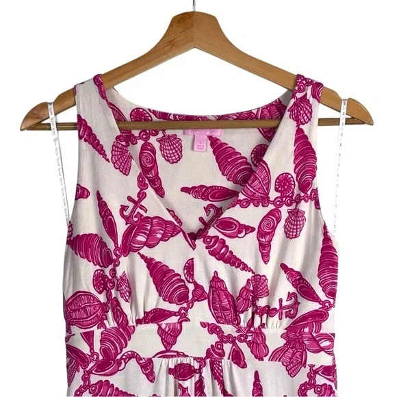 LILLY PULITZER PATTY FALLIN IN LOVE A LITTLE SEASHELL V NECK SLEEVELESS DRESS - Picture 4 of 12
